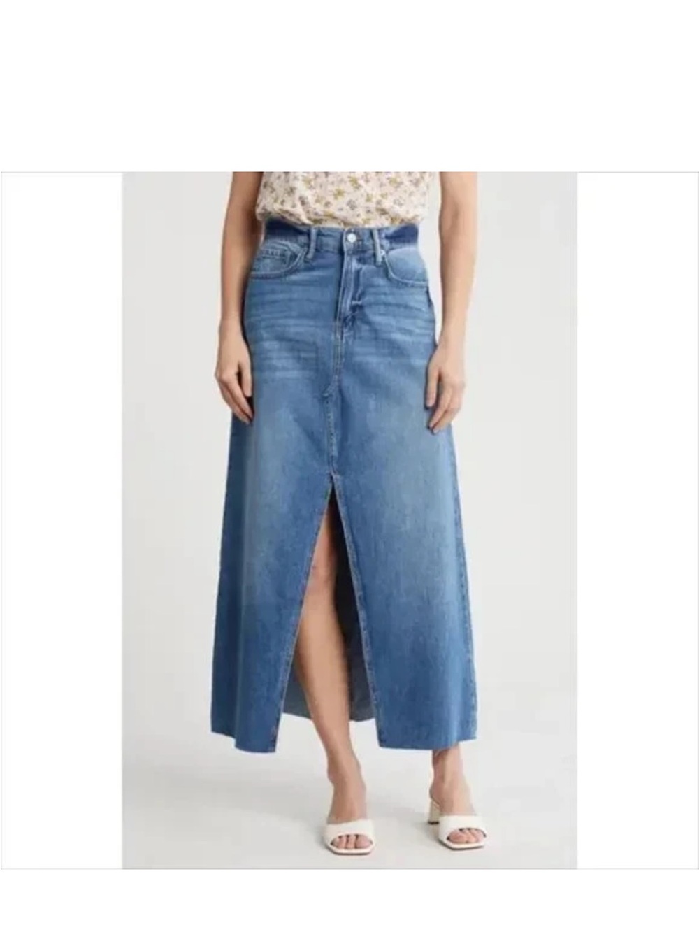 Lucky Brand Maxi Skirt Size 8 29 Blue Denim Enjoy Slow Down Cut NWT